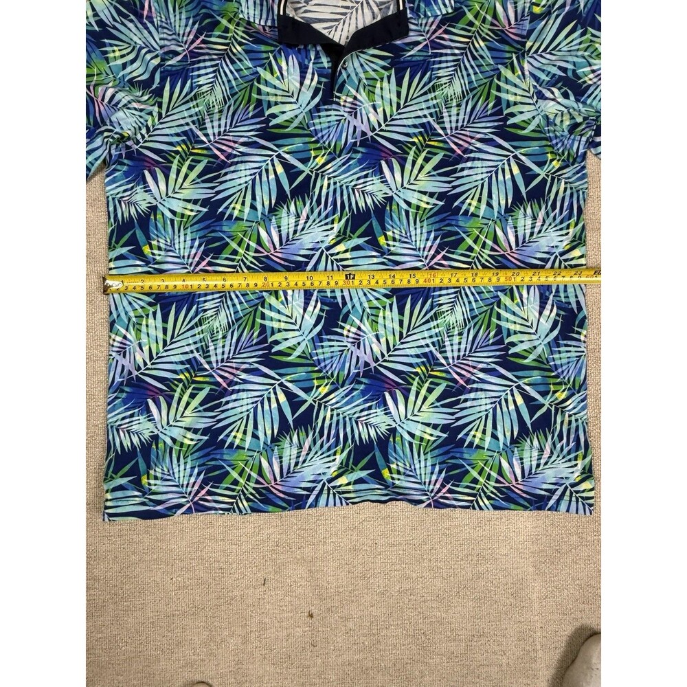 Bugatchi Golf Polo Shirt‎ Men's XXL Blue Palm Leaf - Picture 6 of 8
